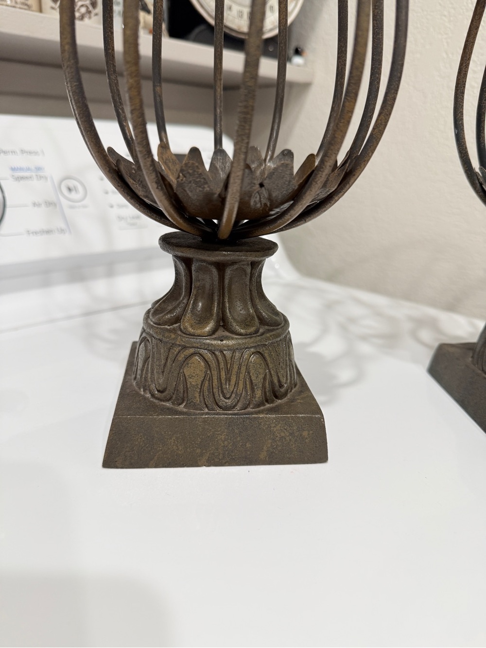 Vintage Rustic Elegance Openwork Metal Urn Pair Candle Holders - Picture 16 of 17